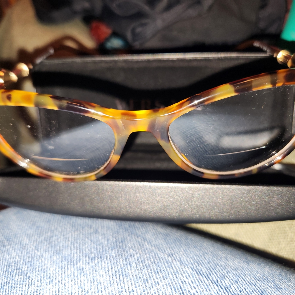 Versace Dark Brown Glasses with Gold Medusa Logo